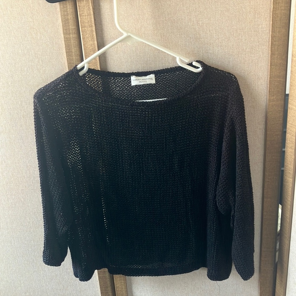 FINAL MARKDOWN Black open Knit Top petite medium